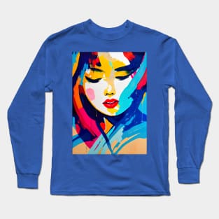 Minimalistic abstract art of a shy woman Long Sleeve T-Shirt